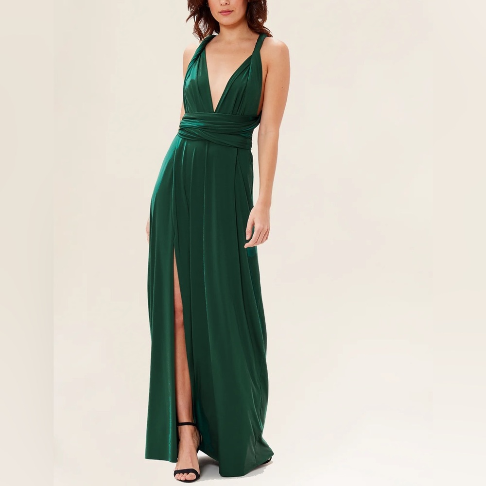 Twobirds Slit Dress in Forest Green
